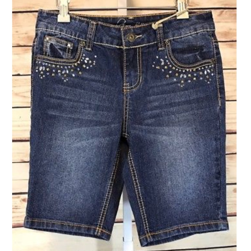 Girls Embellished Denim Bermuda Shorts Size 12